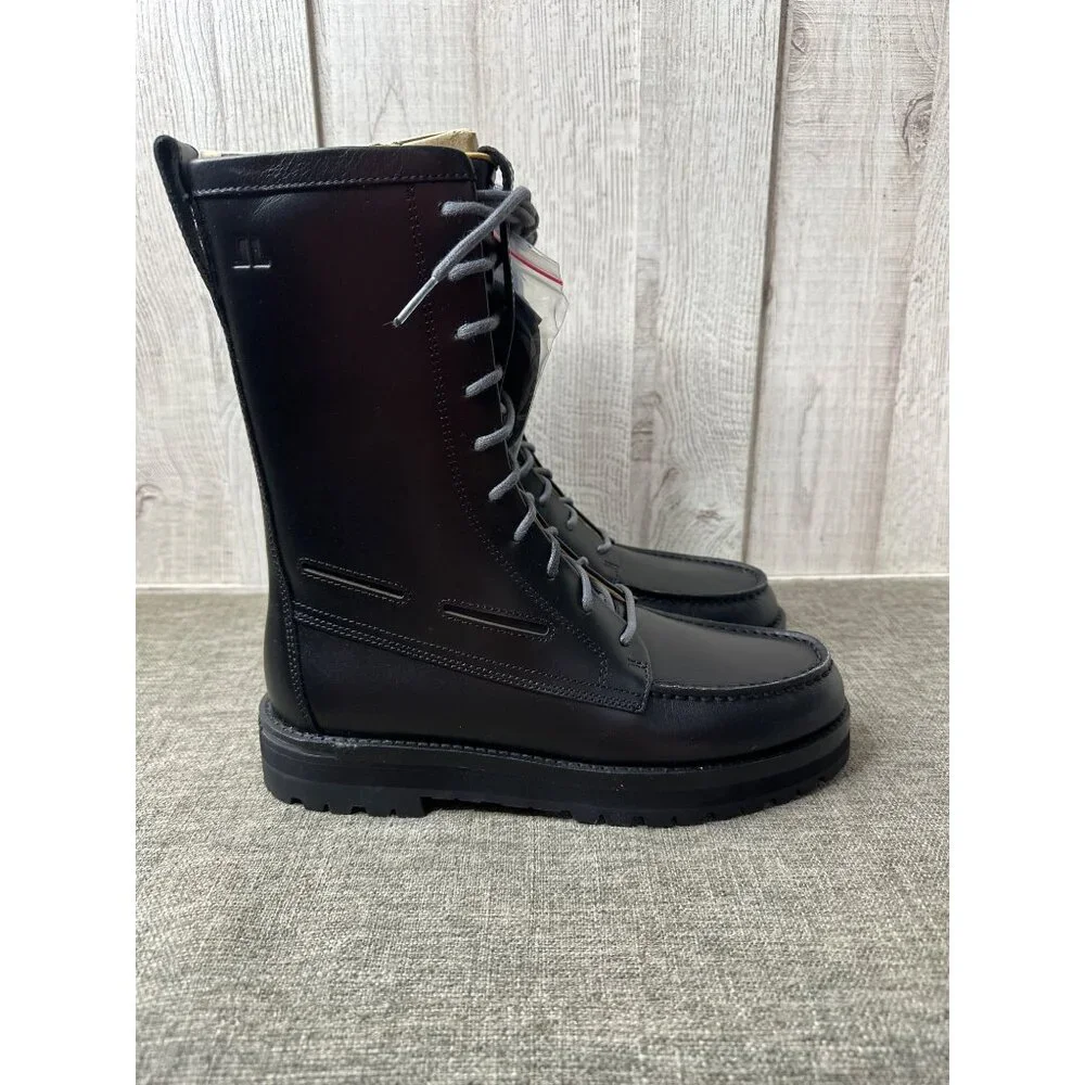 Sperry x John Legend Mens Sz 9 Tall Black Leather Lace-Up Boots w/ Side Zipper